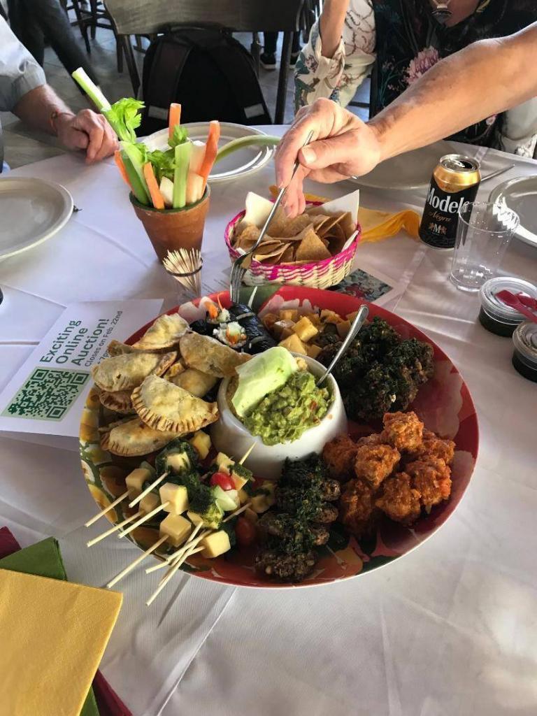 a platter of many different foods